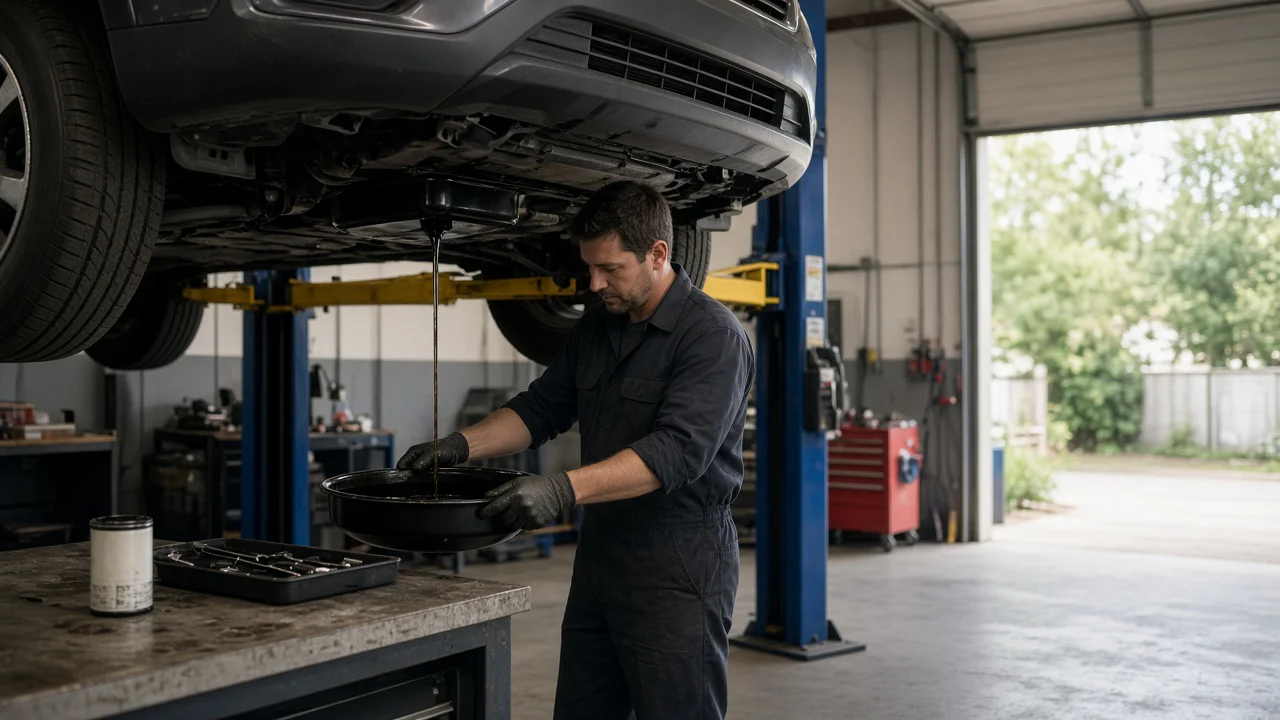 Full-service oil change in Colonia at an auto repair shop